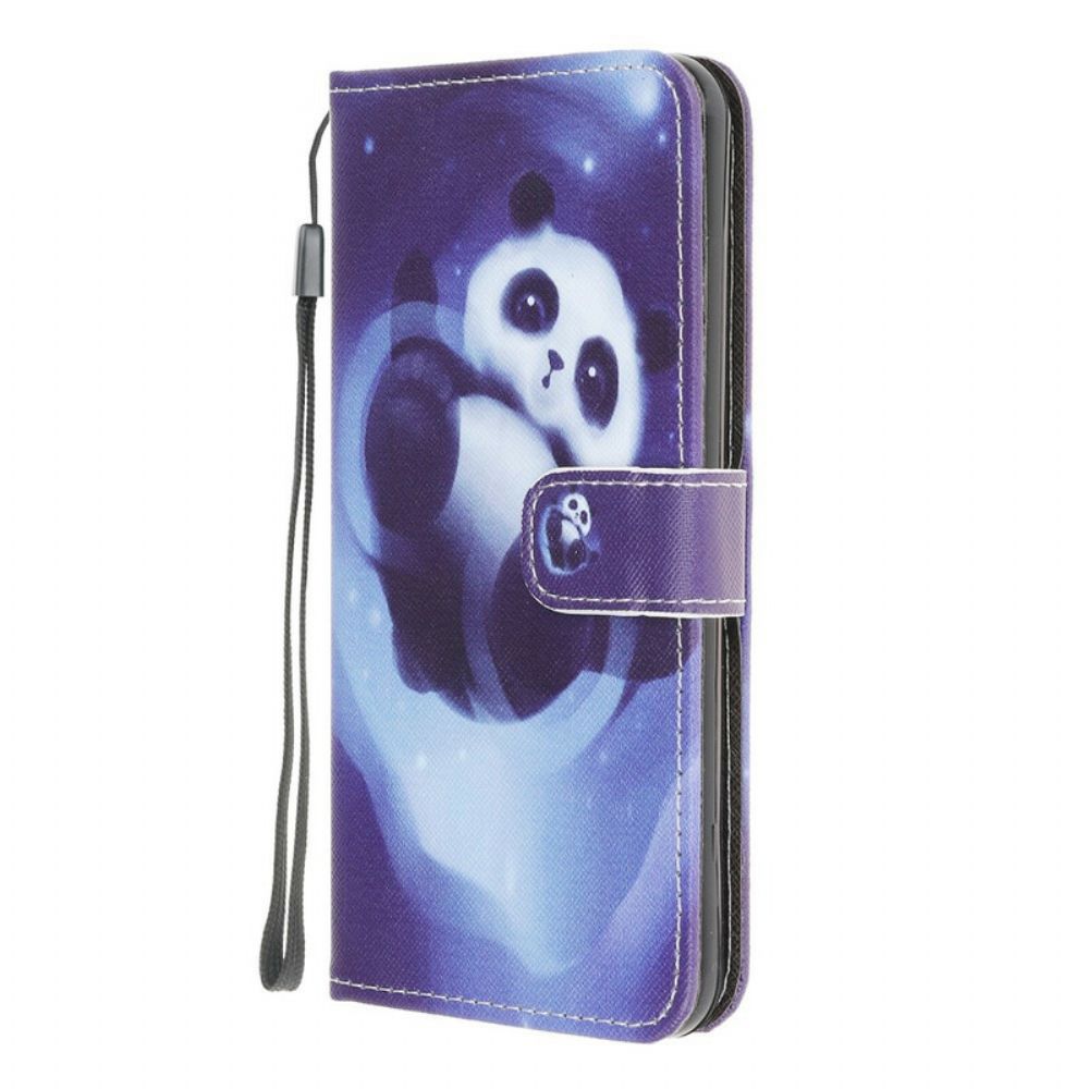 Folio-hoesje voor Xiaomi Redmi 9A Met Ketting Thong Space Panda