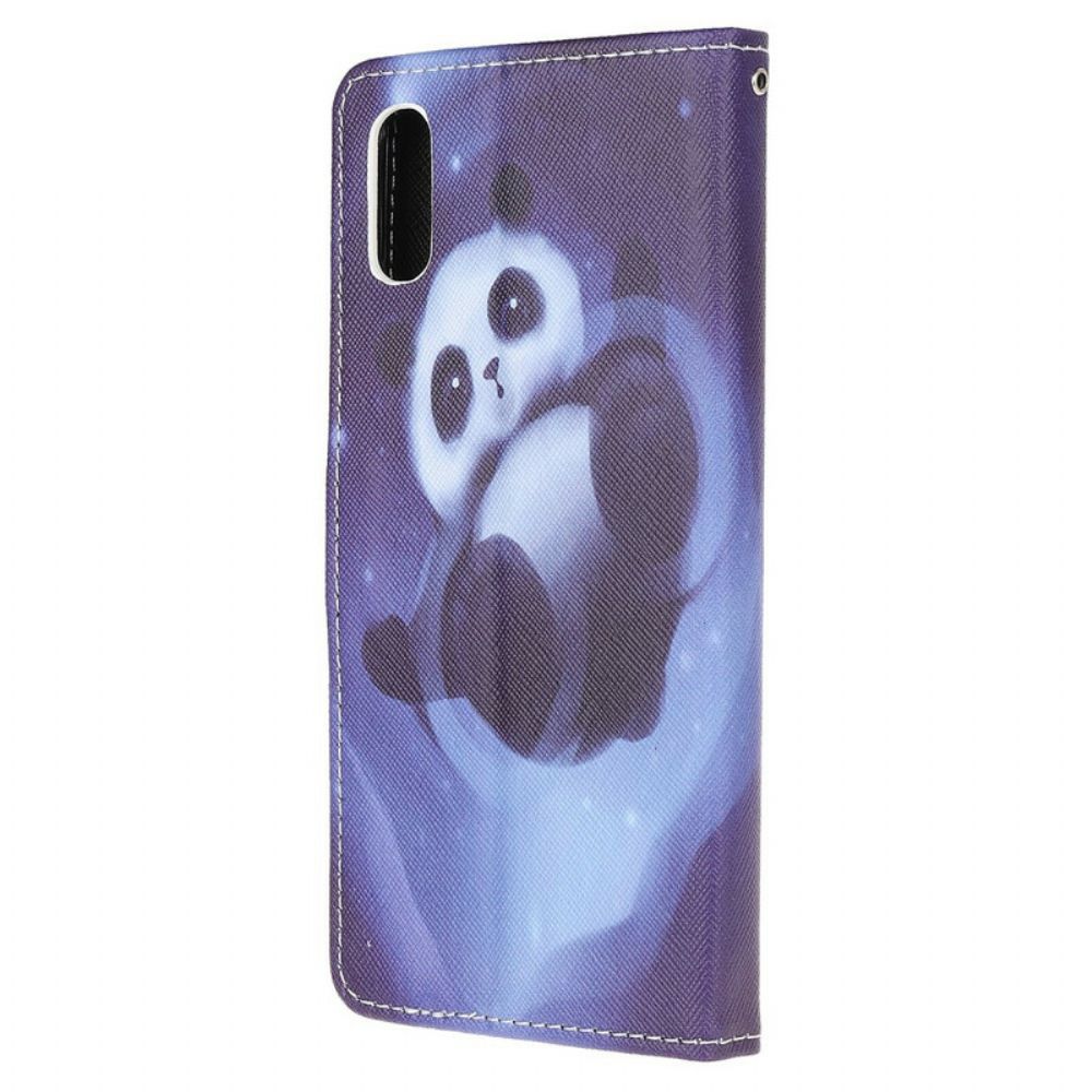 Folio-hoesje voor Xiaomi Redmi 9A Met Ketting Thong Space Panda