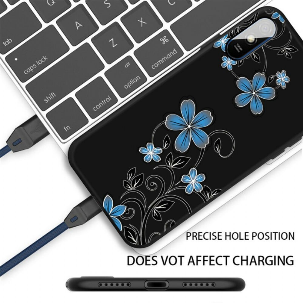 Hoesje voor Xiaomi Redmi 9A Blauwe Bloemen