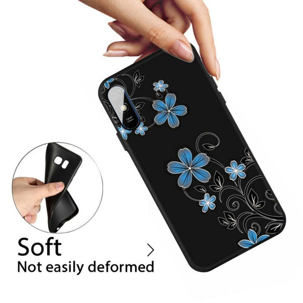 Hoesje voor Xiaomi Redmi 9A Blauwe Bloemen