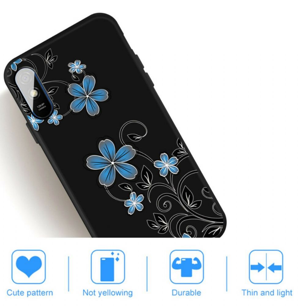 Hoesje voor Xiaomi Redmi 9A Blauwe Bloemen