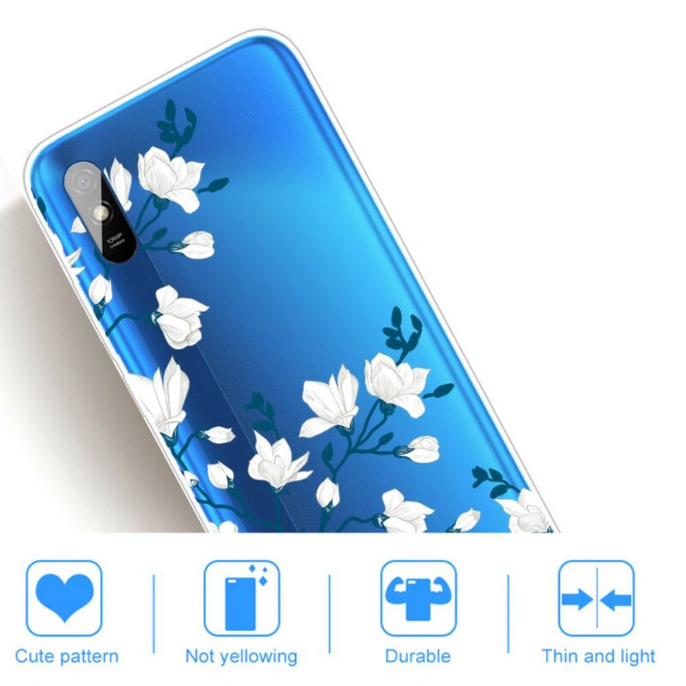 Hoesje voor Xiaomi Redmi 9A Witte Bloemen