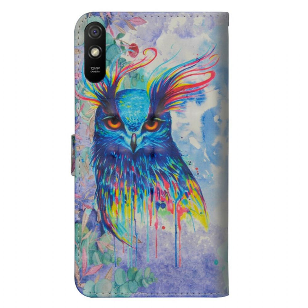 Leren Hoesje voor Xiaomi Redmi 9A Aquarel Vogel