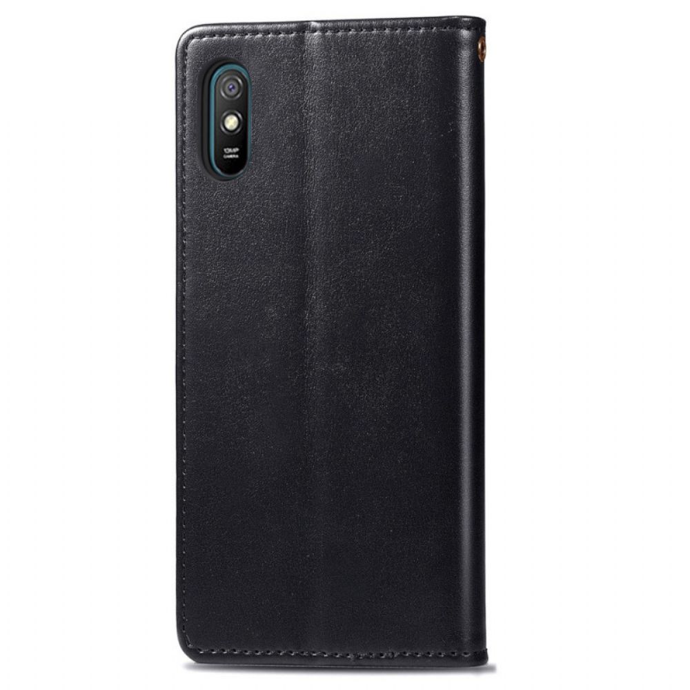 Leren Hoesje voor Xiaomi Redmi 9A Faux Leder En Vintage Sluiting