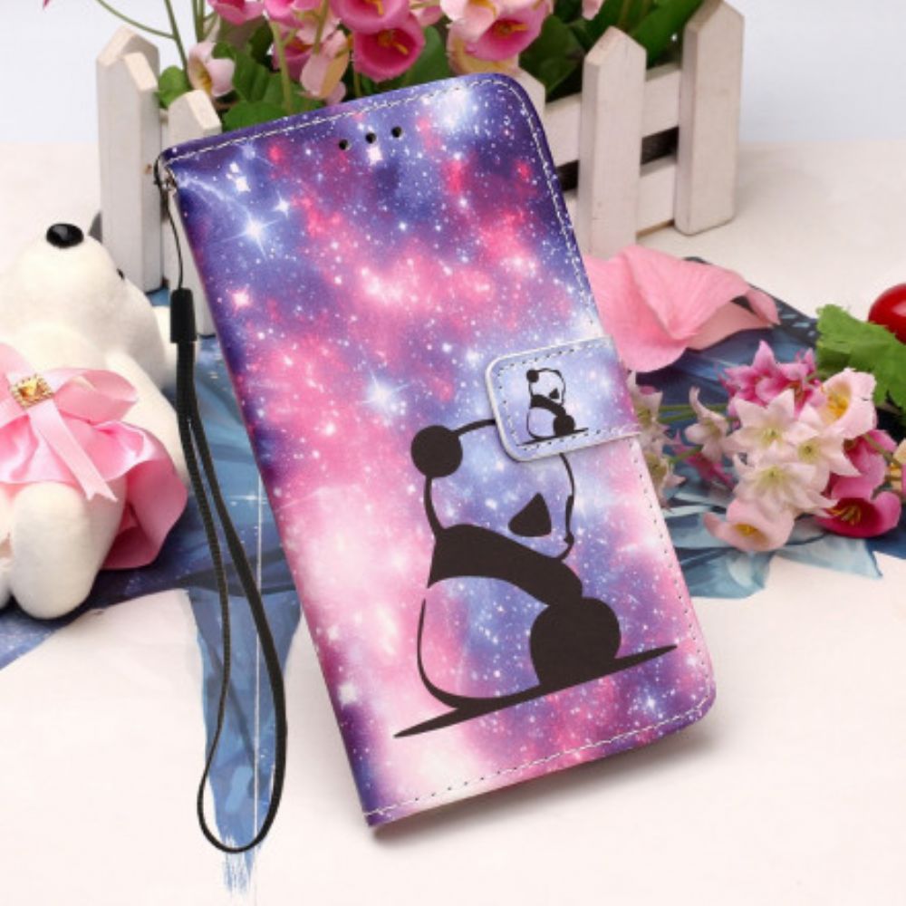 Leren Hoesje voor Xiaomi Redmi 9A Met Ketting Thong Panda Mijmeringen