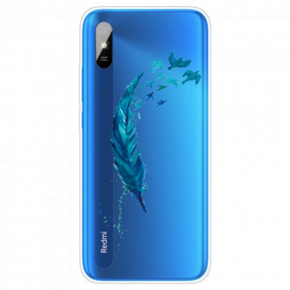 Telefoonhoesje voor Xiaomi Redmi 9A Mooie Blauwe Veer