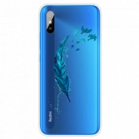 Telefoonhoesje voor Xiaomi Redmi 9A Mooie Blauwe Veer