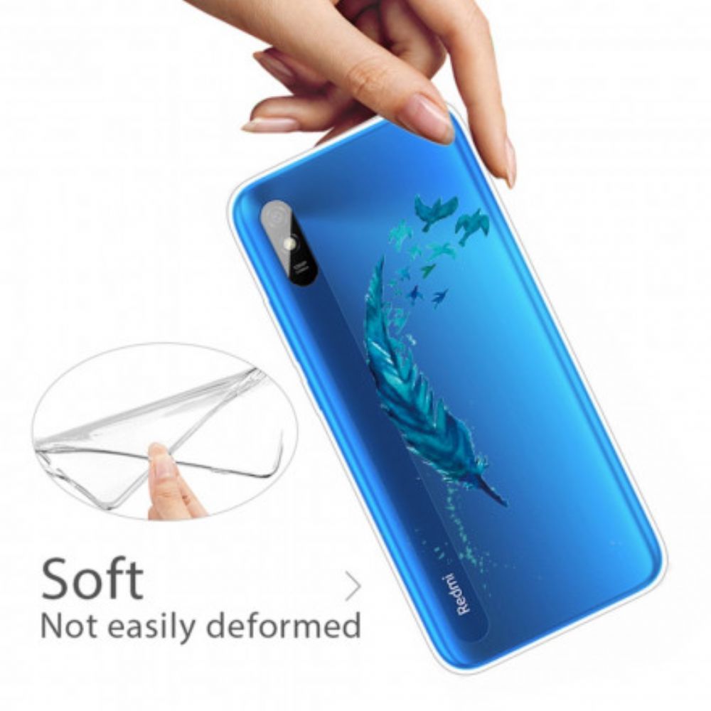 Telefoonhoesje voor Xiaomi Redmi 9A Mooie Blauwe Veer