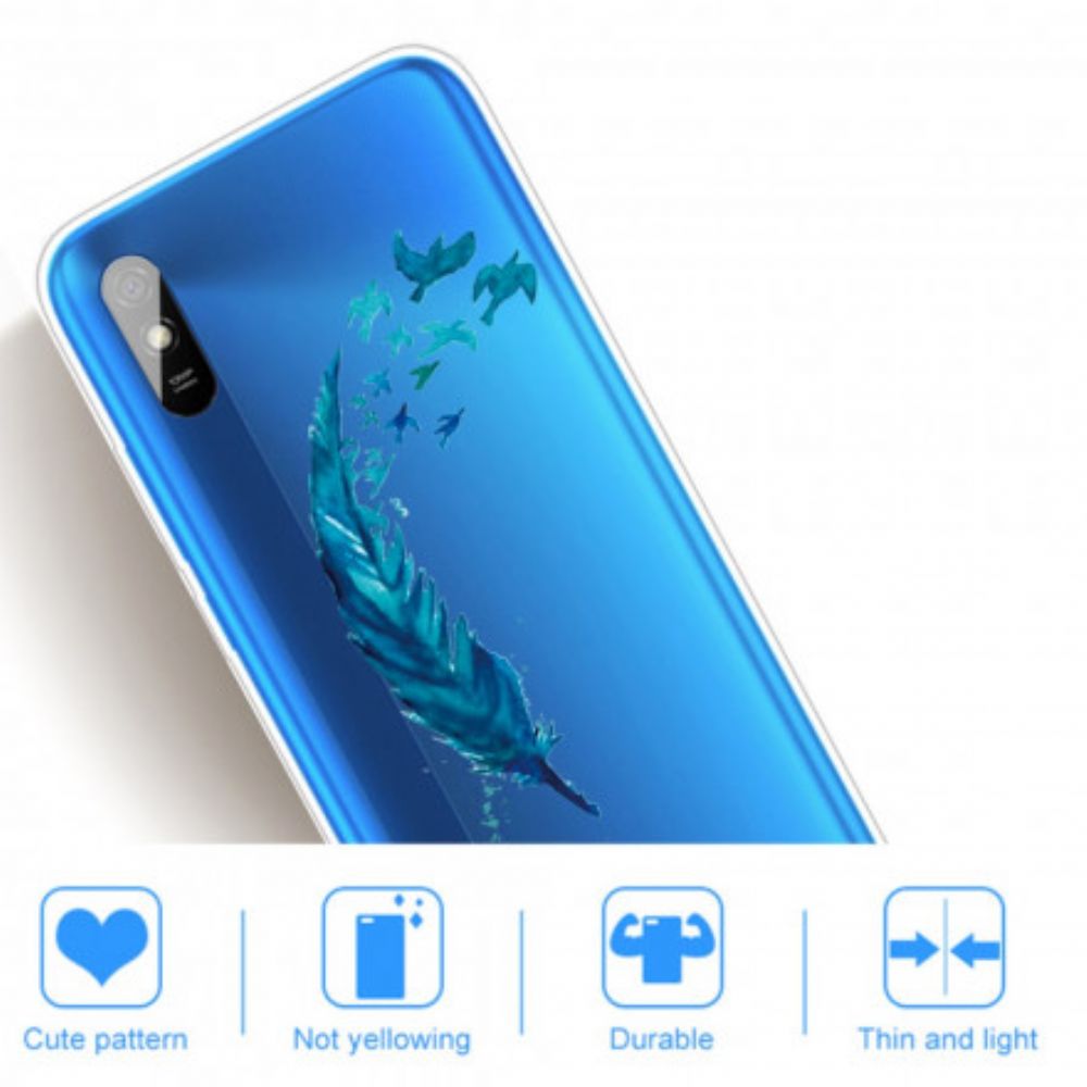 Telefoonhoesje voor Xiaomi Redmi 9A Mooie Blauwe Veer