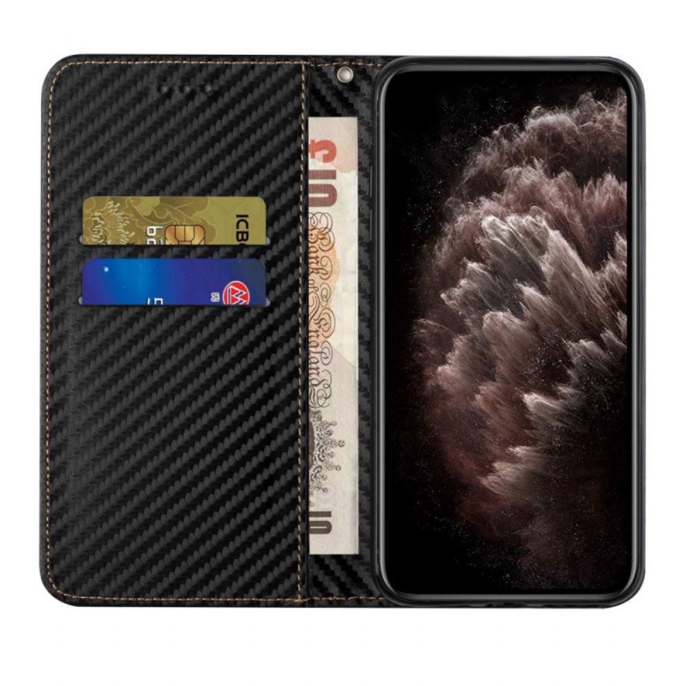 Bescherming Hoesje voor Xiaomi Redmi Note 10 Pro Met Ketting Folio-hoesje Koolstofvezel Band