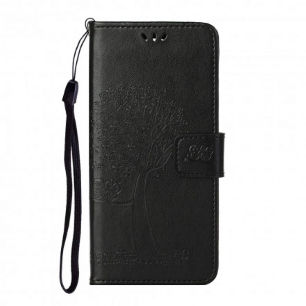 Flip Case voor Xiaomi Redmi Note 10 Pro Met Ketting Boom En Uilen Met Bandjes