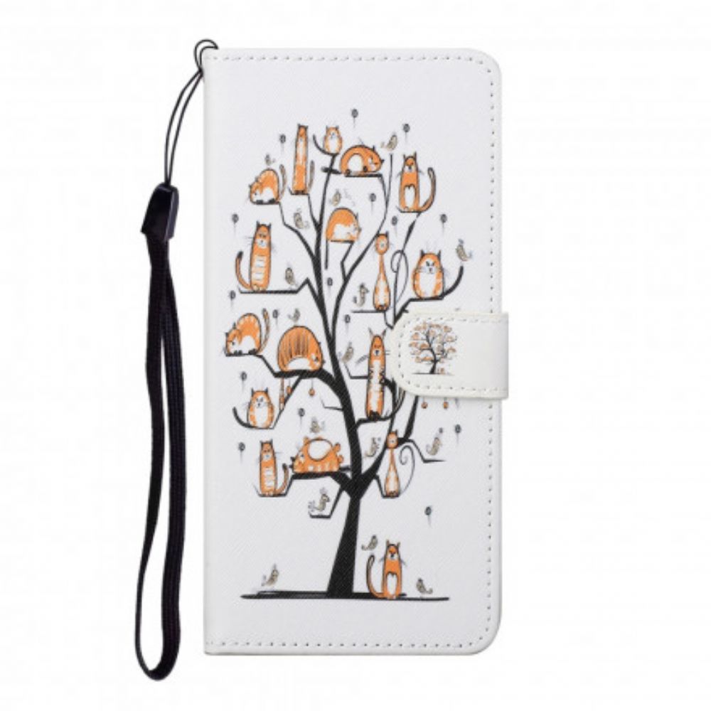 Flip Case voor Xiaomi Redmi Note 10 Pro Met Ketting Funky Katten Met Riem