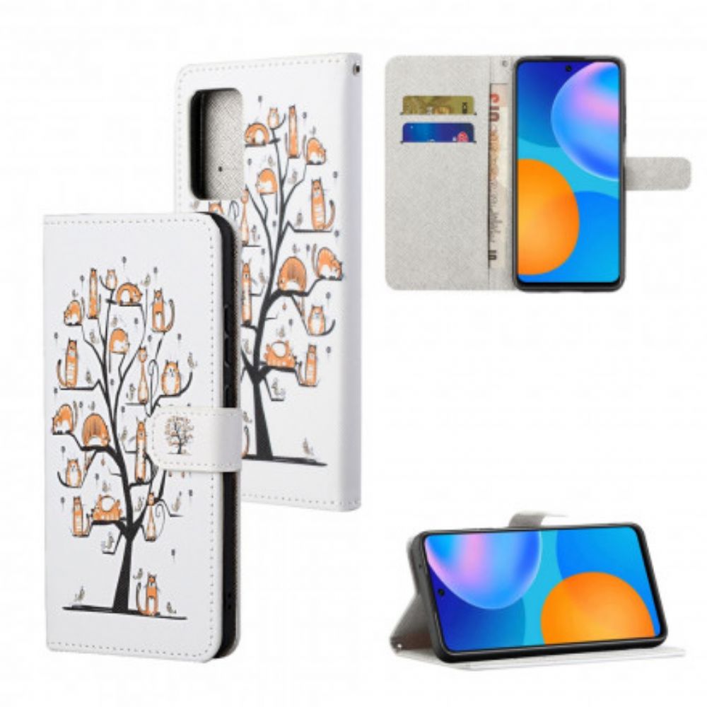 Flip Case voor Xiaomi Redmi Note 10 Pro Met Ketting Funky Katten Met Riem