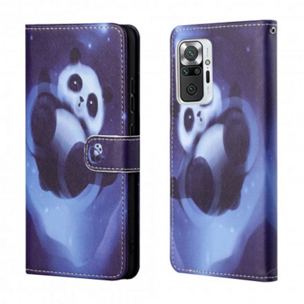 Flip Case voor Xiaomi Redmi Note 10 Pro Met Ketting Thong Space Panda