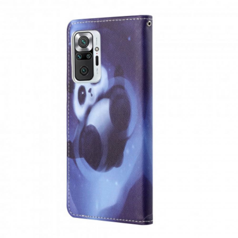 Flip Case voor Xiaomi Redmi Note 10 Pro Met Ketting Thong Space Panda