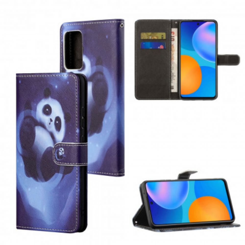 Flip Case voor Xiaomi Redmi Note 10 Pro Met Ketting Thong Space Panda