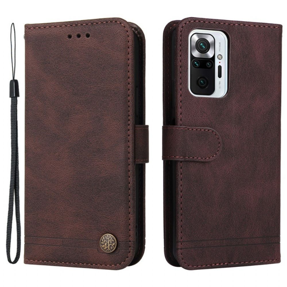 Folio-hoesje voor Xiaomi Redmi Note 10 Pro Faux Lederen Klinknagel En Riem