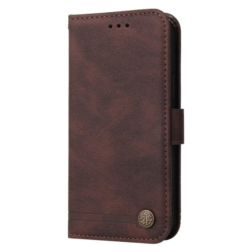 Folio-hoesje voor Xiaomi Redmi Note 10 Pro Faux Lederen Klinknagel En Riem