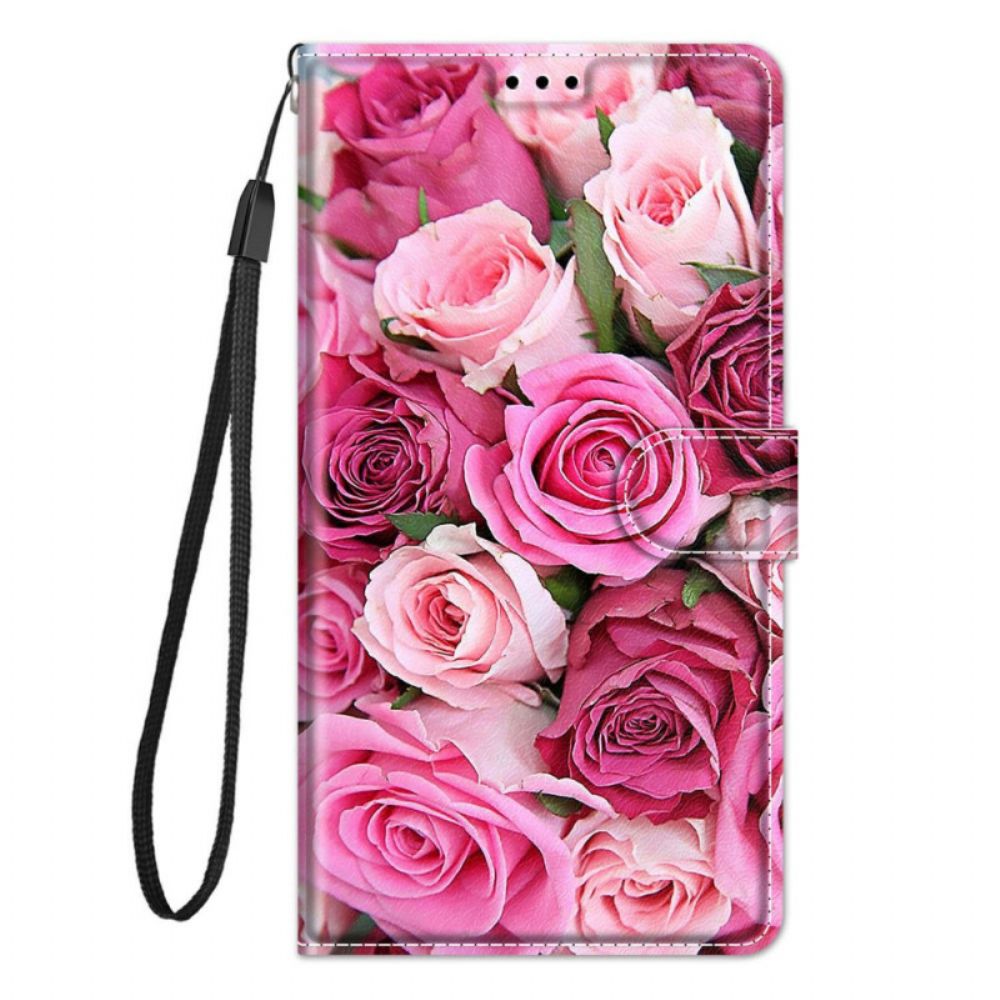 Folio-hoesje voor Xiaomi Redmi Note 10 Pro Met Ketting Band Rozen