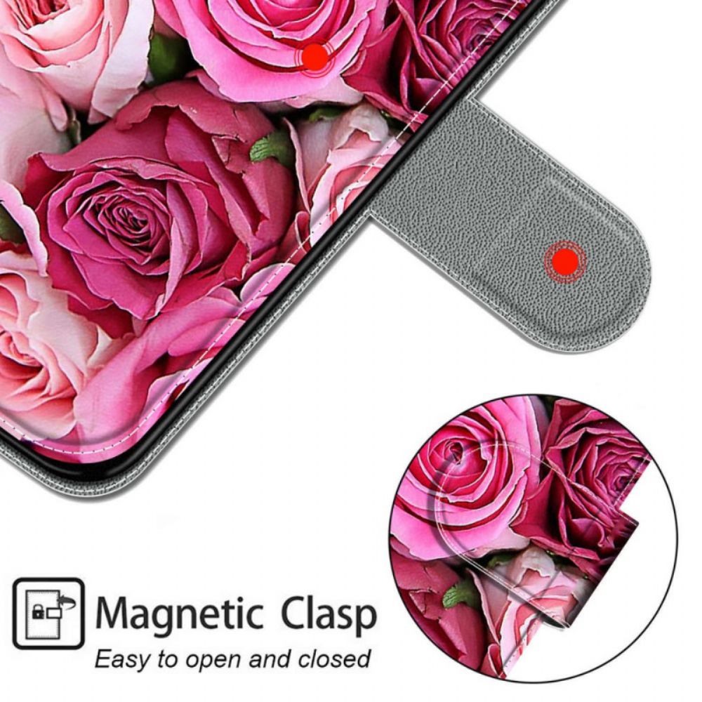 Folio-hoesje voor Xiaomi Redmi Note 10 Pro Met Ketting Band Rozen