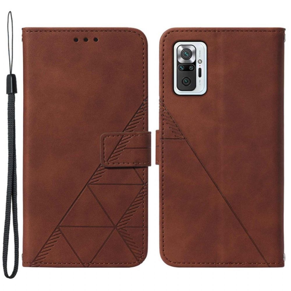 Folio-hoesje voor Xiaomi Redmi Note 10 Pro Met Ketting Geometrische Leerstijl Met Bandjes