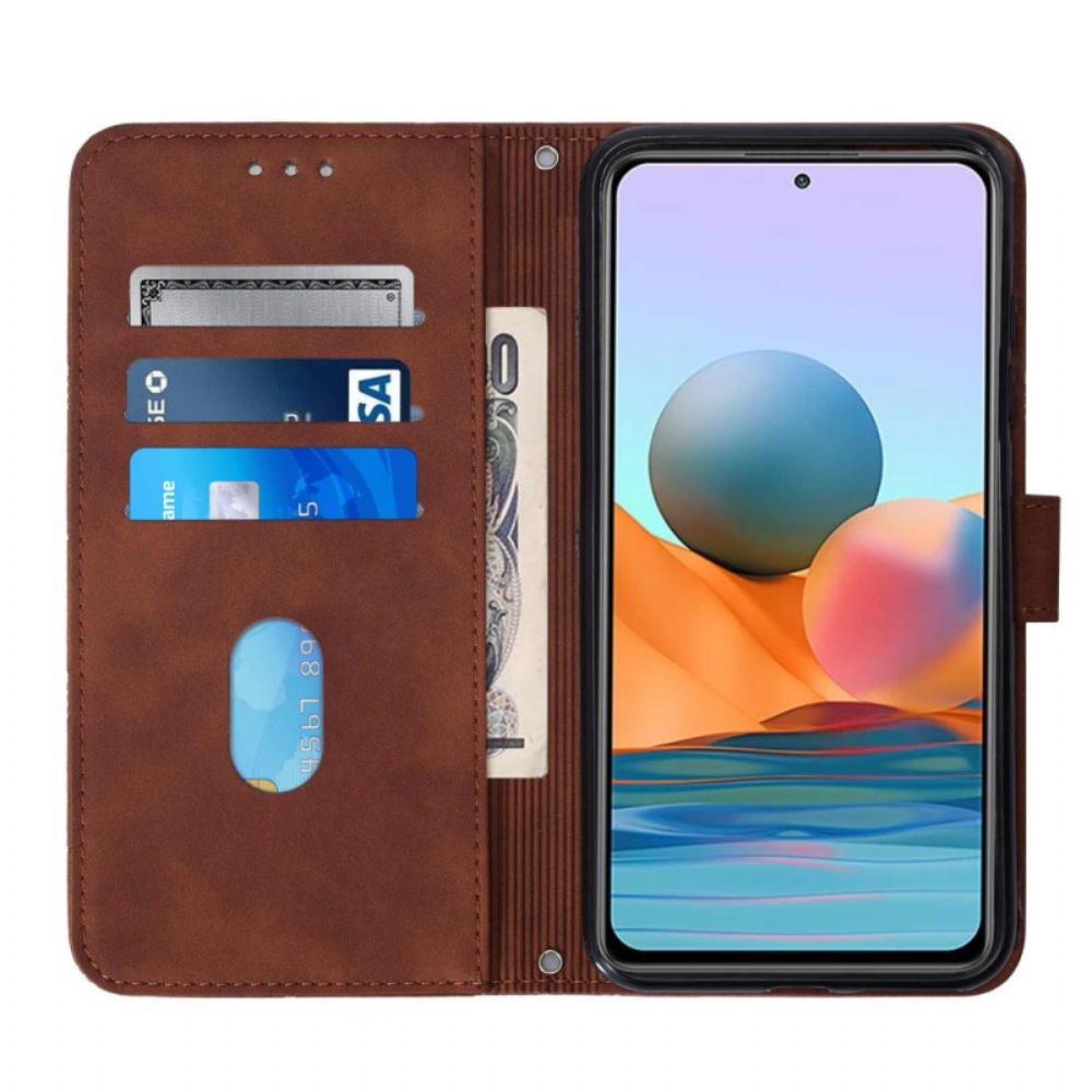 Folio-hoesje voor Xiaomi Redmi Note 10 Pro Met Ketting Geometrische Leerstijl Met Bandjes