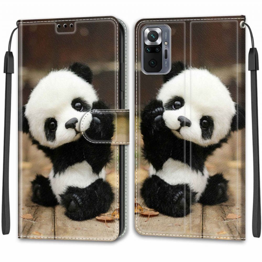 Folio-hoesje voor Xiaomi Redmi Note 10 Pro Met Ketting Kleine Panda Met Riem