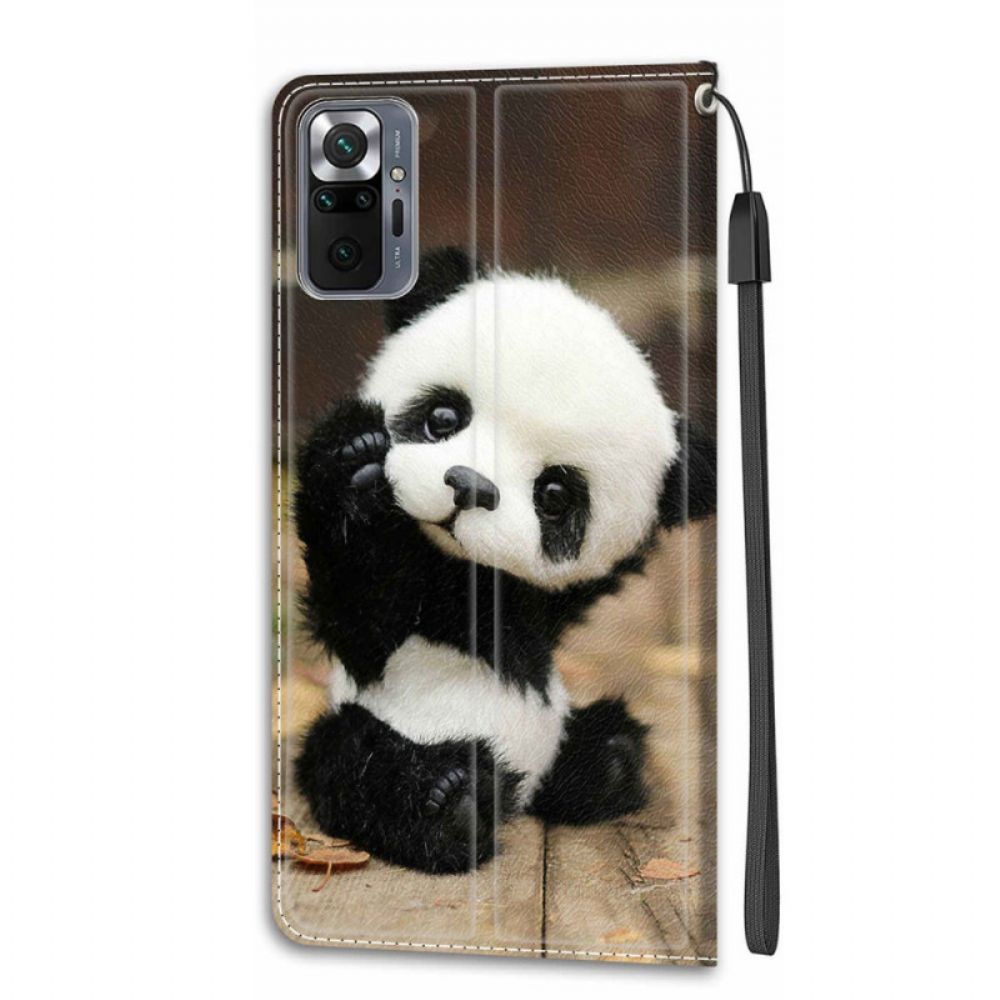 Folio-hoesje voor Xiaomi Redmi Note 10 Pro Met Ketting Kleine Panda Met Riem