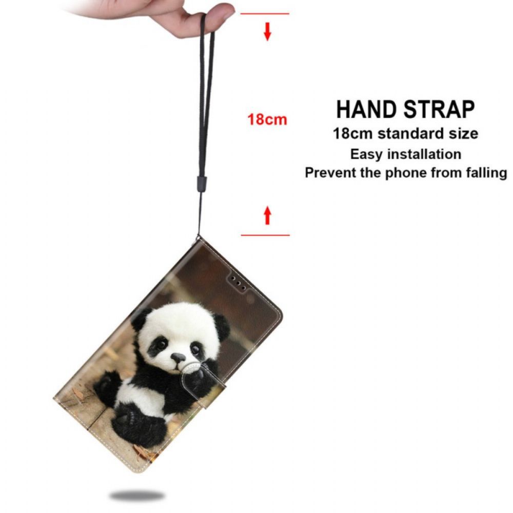 Folio-hoesje voor Xiaomi Redmi Note 10 Pro Met Ketting Kleine Panda Met Riem