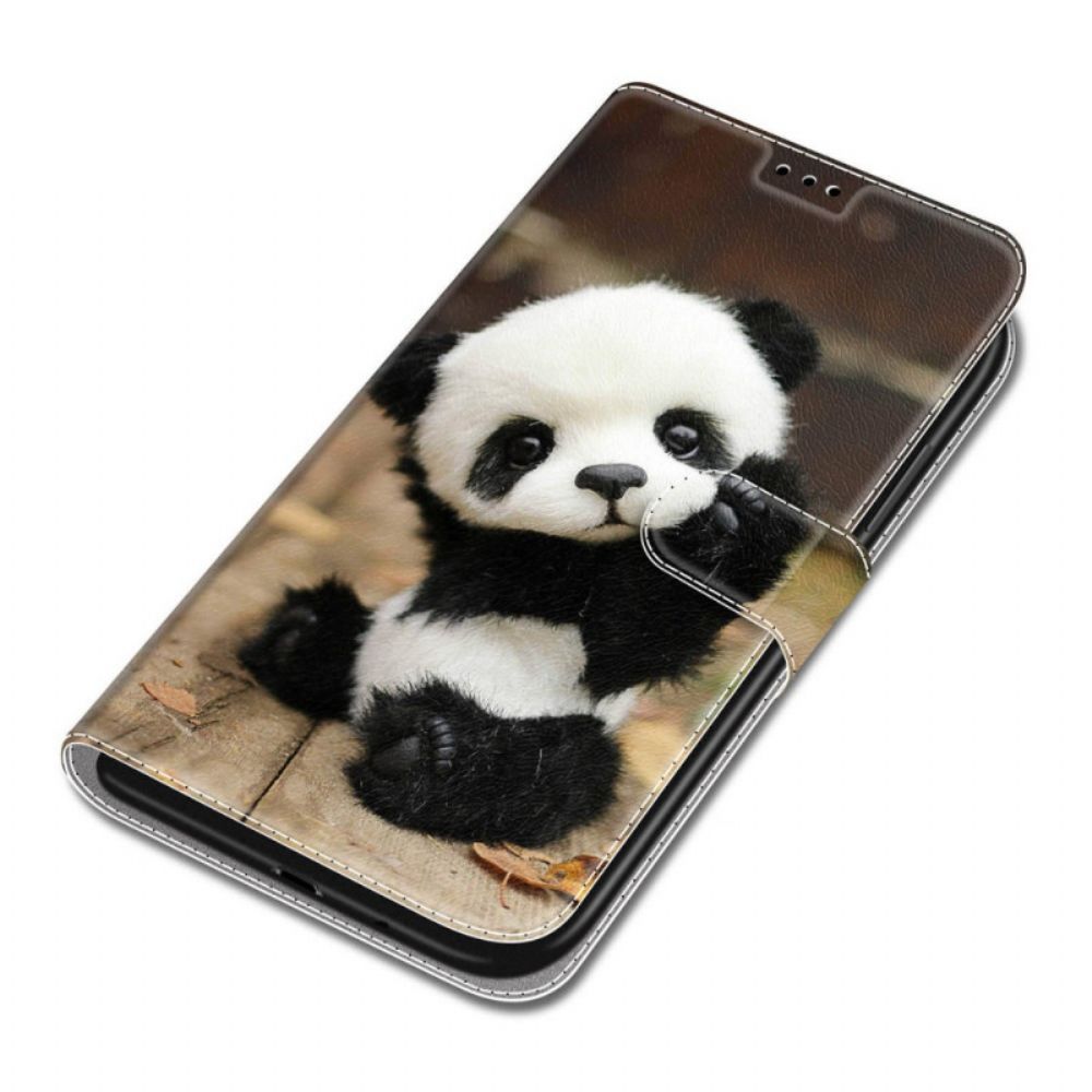 Folio-hoesje voor Xiaomi Redmi Note 10 Pro Met Ketting Kleine Panda Met Riem