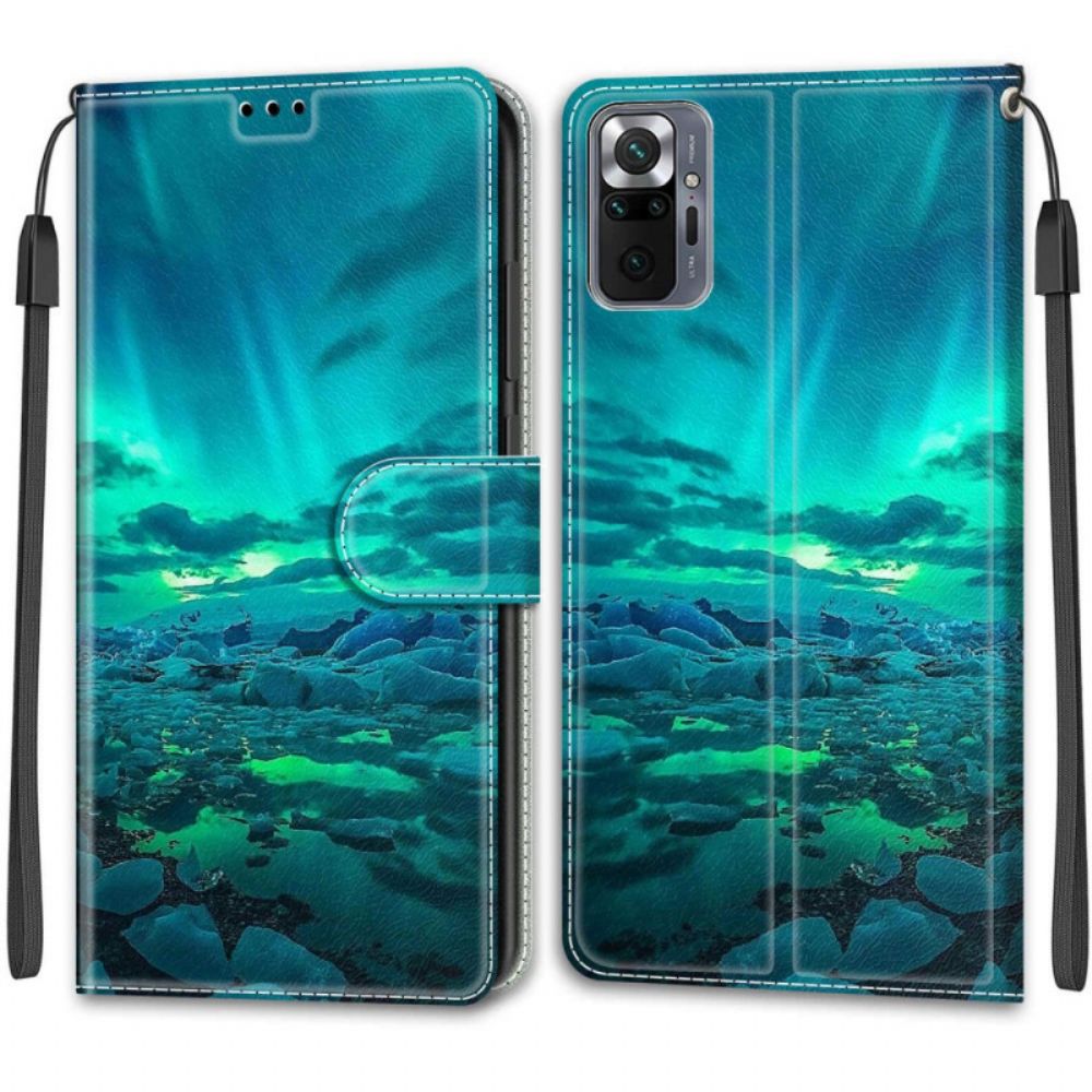 Folio-hoesje voor Xiaomi Redmi Note 10 Pro Met Ketting Landschap Band