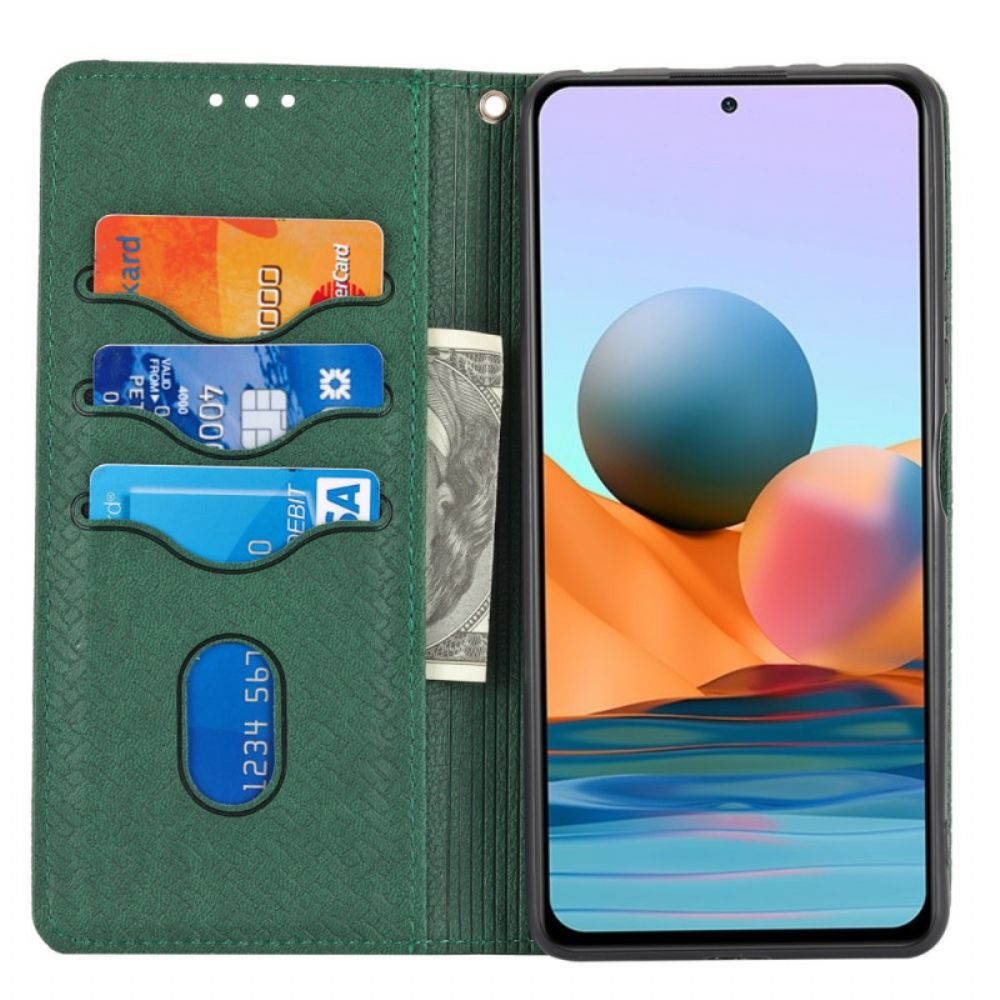 Folio-hoesje voor Xiaomi Redmi Note 10 Pro Met Ketting Stijl Geweven Leren Band