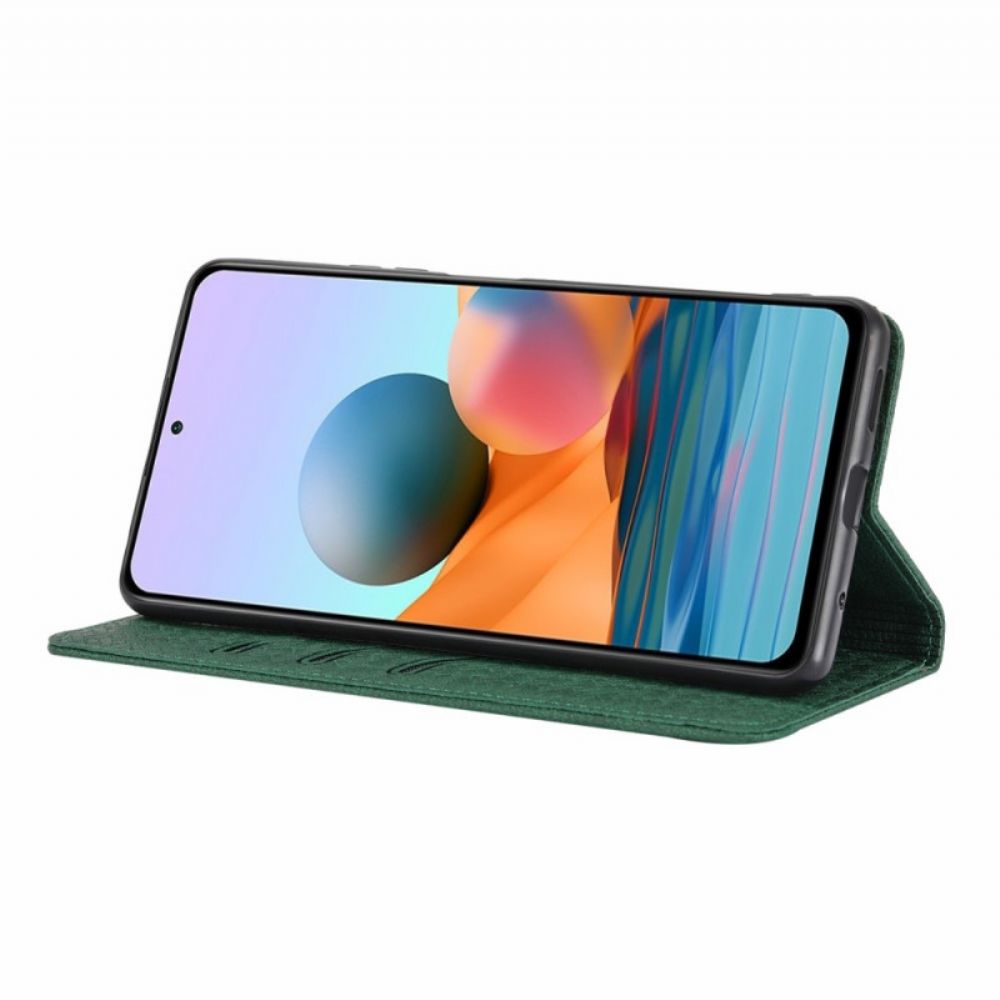 Folio-hoesje voor Xiaomi Redmi Note 10 Pro Met Ketting Stijl Geweven Leren Band