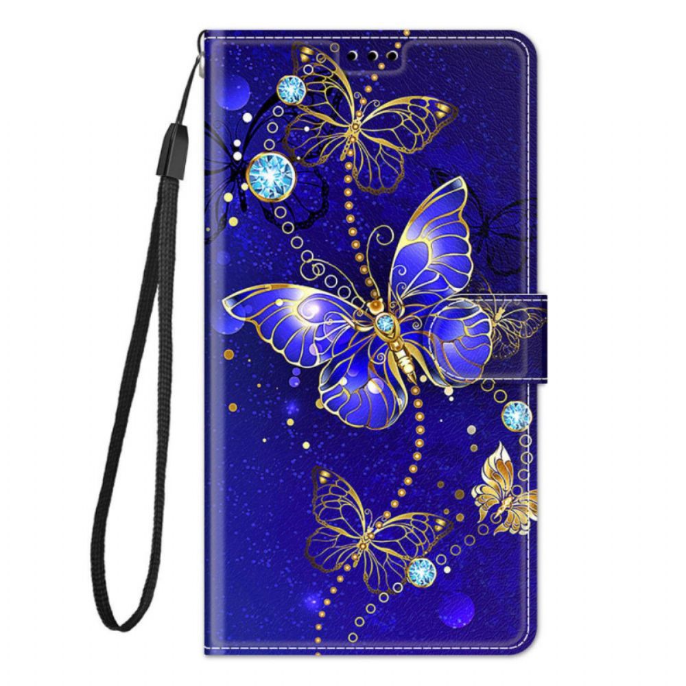 Folio-hoesje voor Xiaomi Redmi Note 10 Pro Met Ketting Thong Vlinders Fan