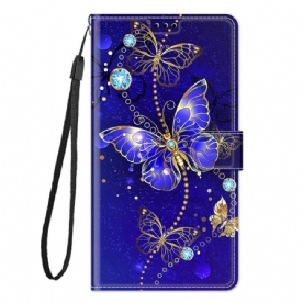 Folio-hoesje voor Xiaomi Redmi Note 10 Pro Met Ketting Thong Vlinders Fan