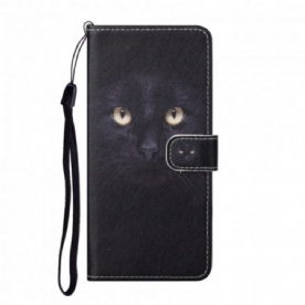 Folio-hoesje voor Xiaomi Redmi Note 10 Pro Met Ketting Zwarte Kattenogen Met Riem