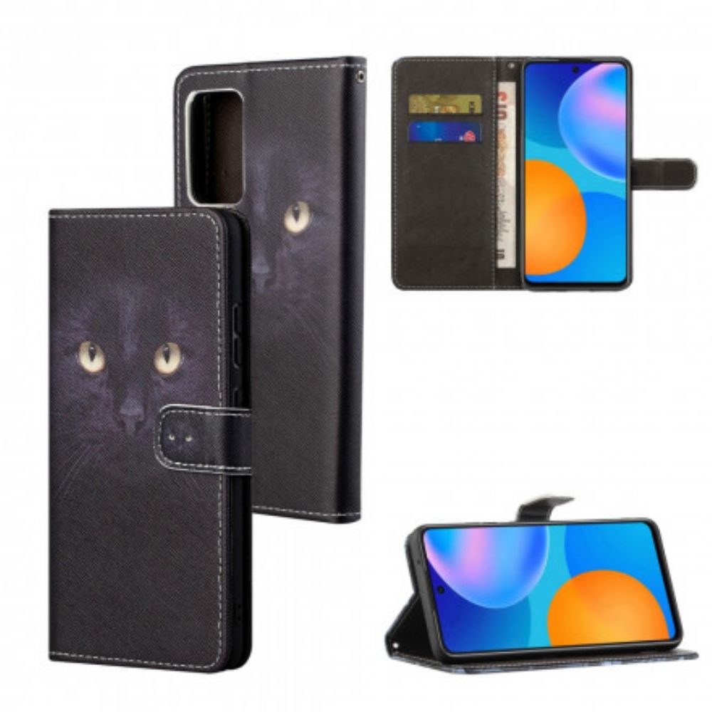 Folio-hoesje voor Xiaomi Redmi Note 10 Pro Met Ketting Zwarte Kattenogen Met Riem