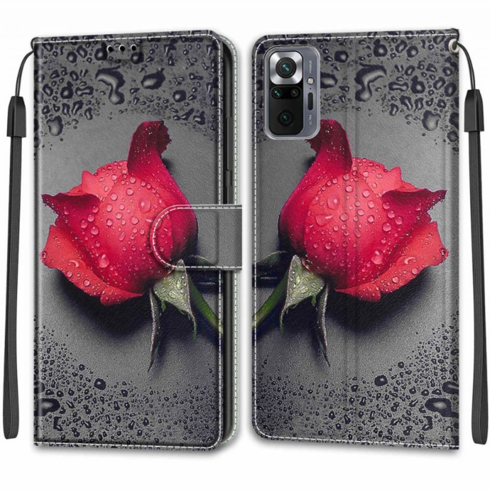 Folio-hoesje voor Xiaomi Redmi Note 10 Pro Rozen Met Riem