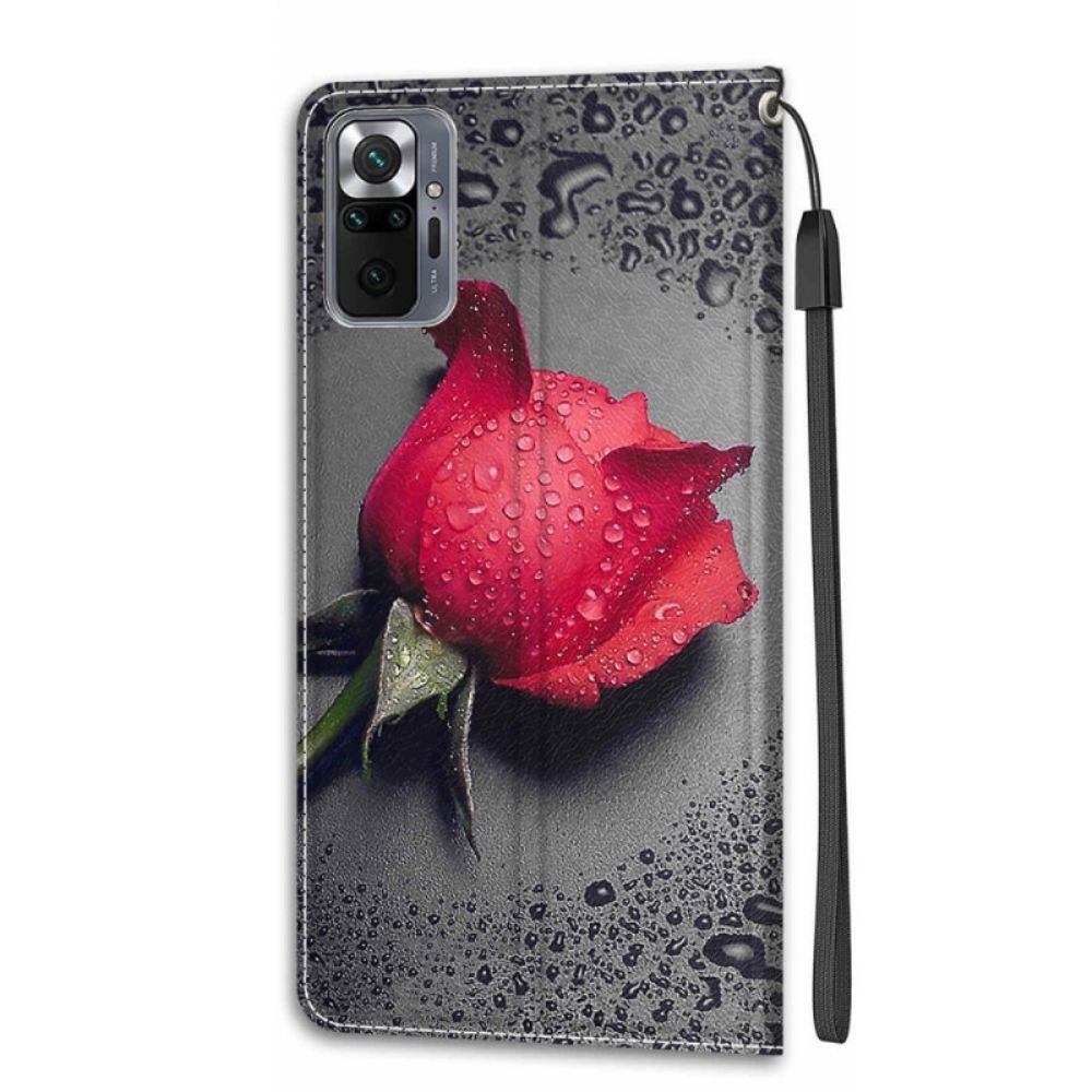 Folio-hoesje voor Xiaomi Redmi Note 10 Pro Rozen Met Riem