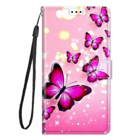 Folio-hoesje voor Xiaomi Redmi Note 10 Pro Vlinders En Lanyard