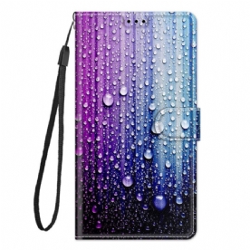 Folio-hoesje voor Xiaomi Redmi Note 10 Pro Waterdruppels Met Koord