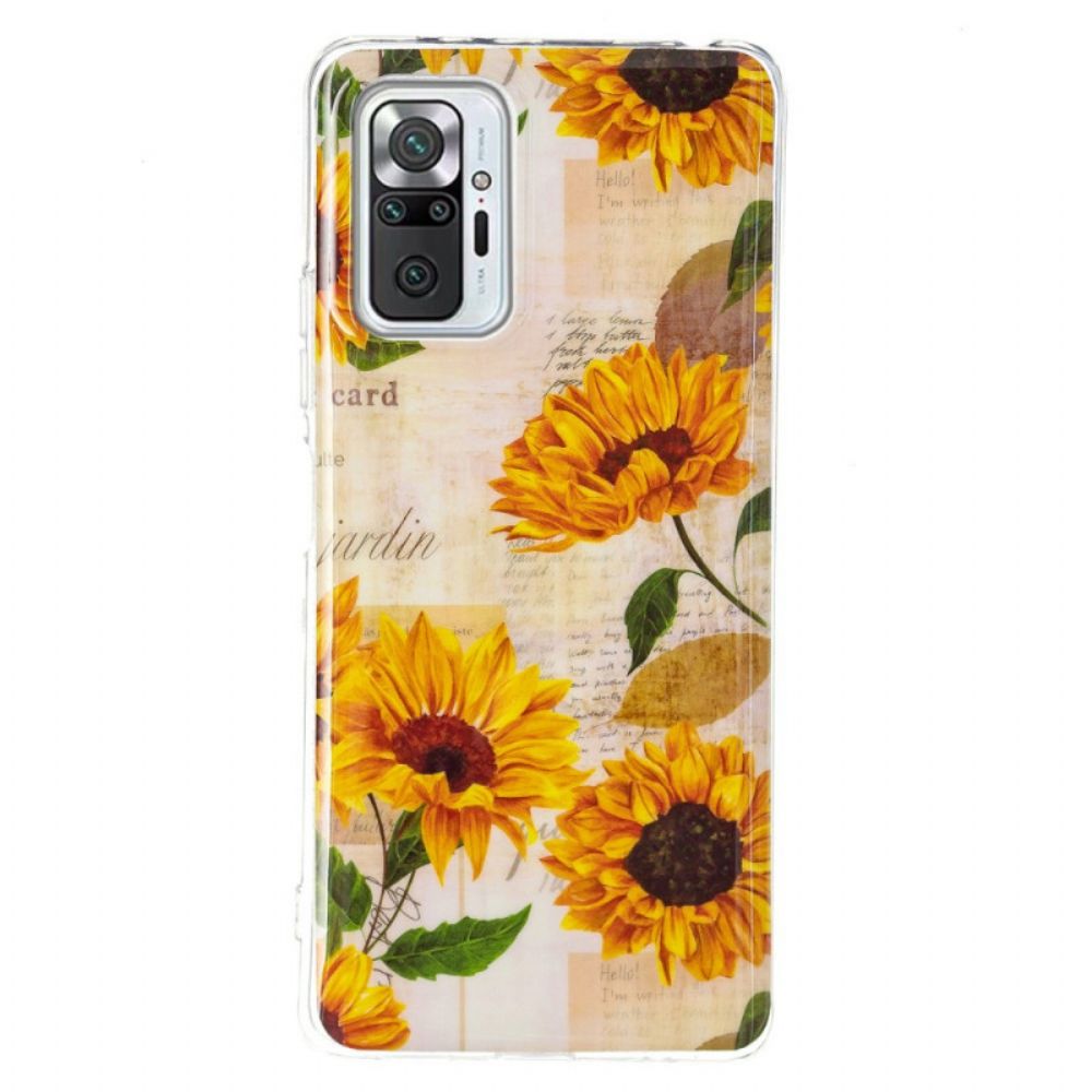 Hoesje voor Xiaomi Redmi Note 10 Pro Fluorescerende Bloemenreeks