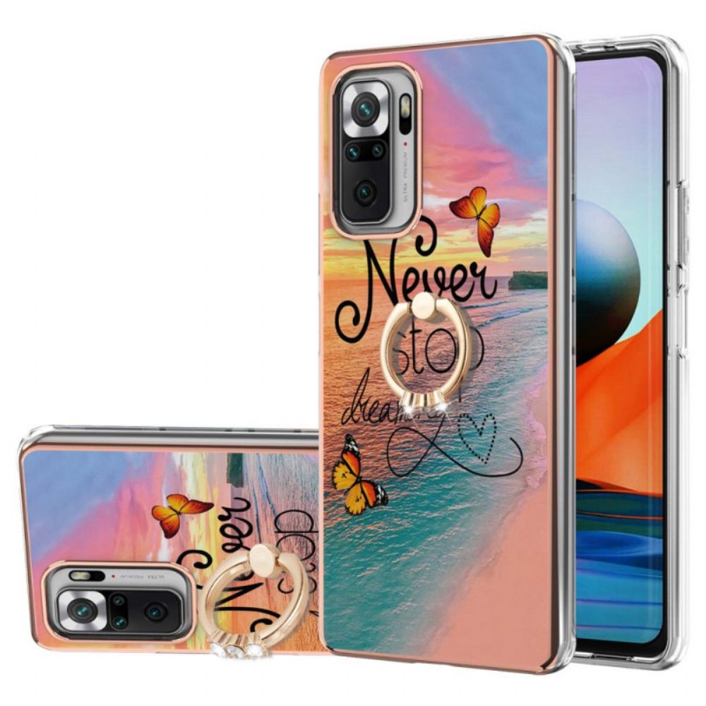 Hoesje voor Xiaomi Redmi Note 10 Pro Ring-support Stop Nooit Met Dromen