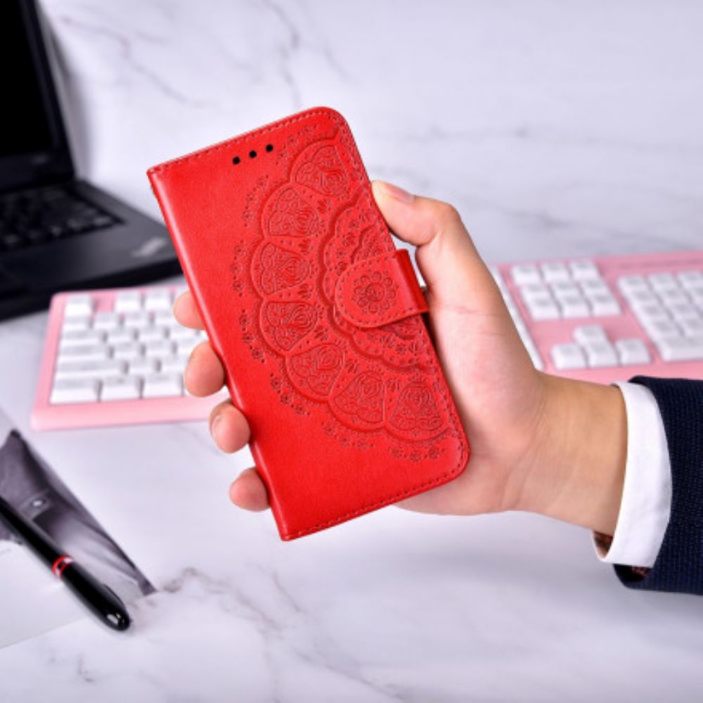 Leren Hoesje voor Xiaomi Redmi Note 10 Pro Koraal Mandala