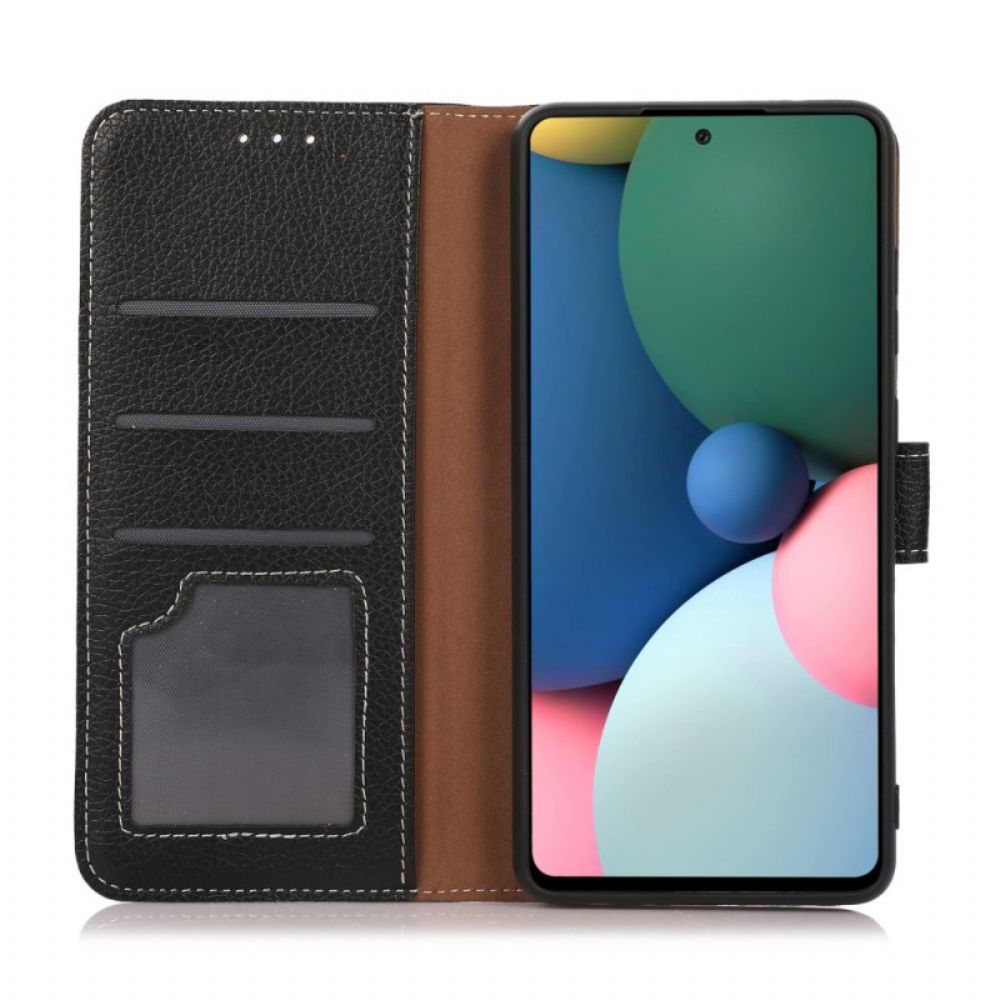 Leren Hoesje voor Xiaomi Redmi Note 10 Pro Litchi Zichtbare Naden