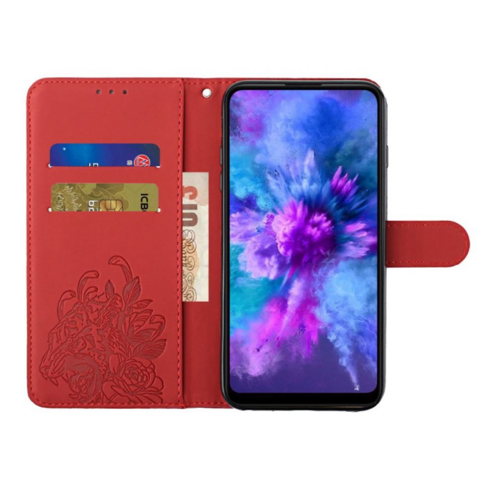 Leren Hoesje voor Xiaomi Redmi Note 10 Pro Met Ketting Barokke Tijger Met Bandjes