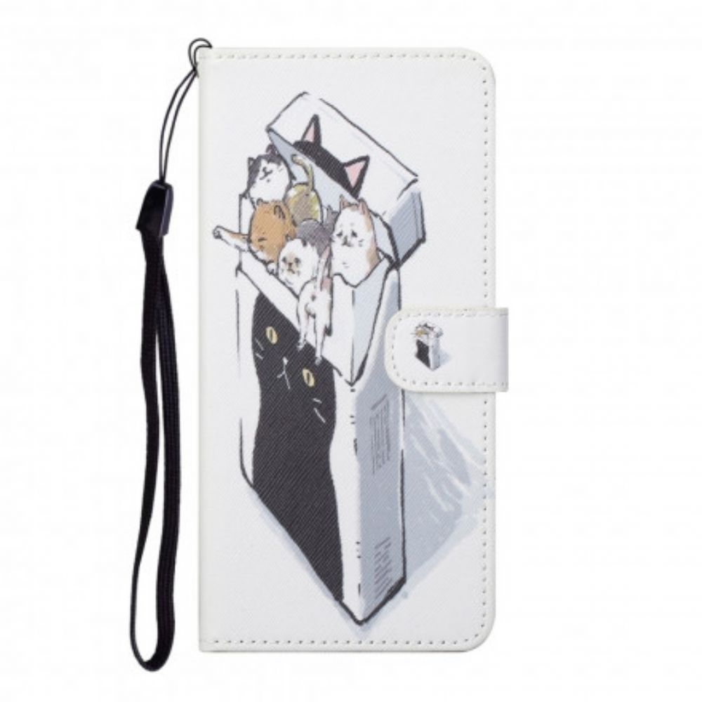 Leren Hoesje voor Xiaomi Redmi Note 10 Pro Met Ketting Thong Kat Levering