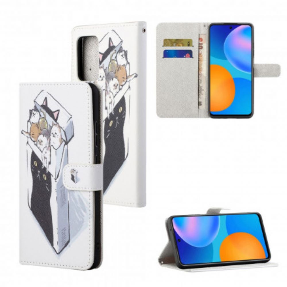 Leren Hoesje voor Xiaomi Redmi Note 10 Pro Met Ketting Thong Kat Levering