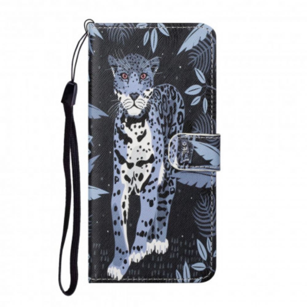 Leren Hoesje voor Xiaomi Redmi Note 10 Pro Met Ketting Thong Luipaard