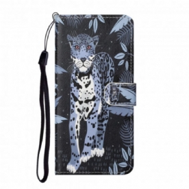 Leren Hoesje voor Xiaomi Redmi Note 10 Pro Met Ketting Thong Luipaard